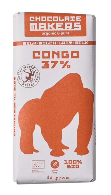 Chocolatemakers Gorilla melk 37% bio 80 gram
