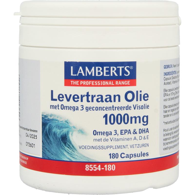 Lamberts Levertraanolie 1000mg 180 capsules