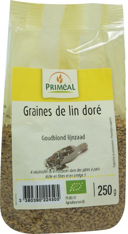 Primeal Lijnzaad goudblond bio 250 - 500 gram