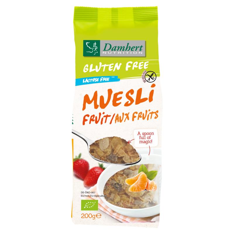Damhert Muesli fruit noten glutenvrij bio 200 gram