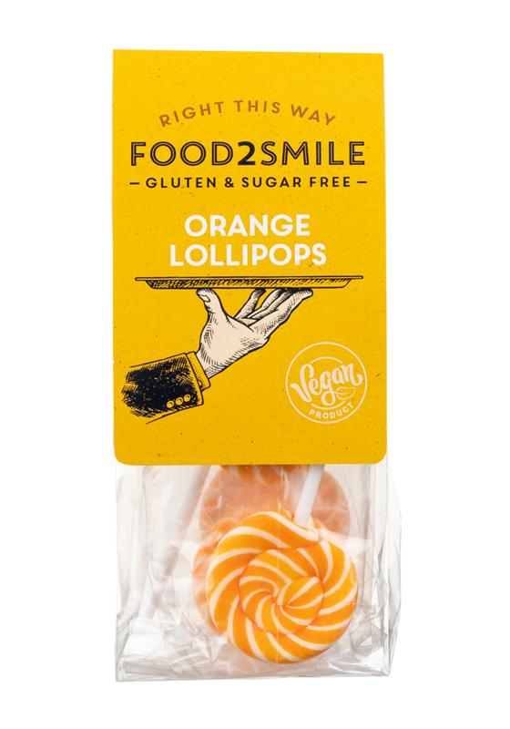 Food2Smile Orange lollipops suikervrij glutenvrij lactosevrij 5 stuks