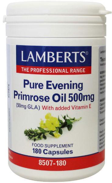 Lamberts Teunisbloemolie 500mg (pure evening primrose oil) 180 vegan capsules