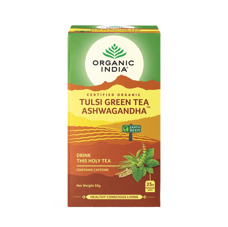 Organic India Tulsi green ashwagandha bio thee 25 stuks
