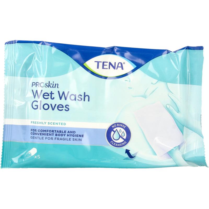 Tena Wet wash glove freshly 5 stuks
